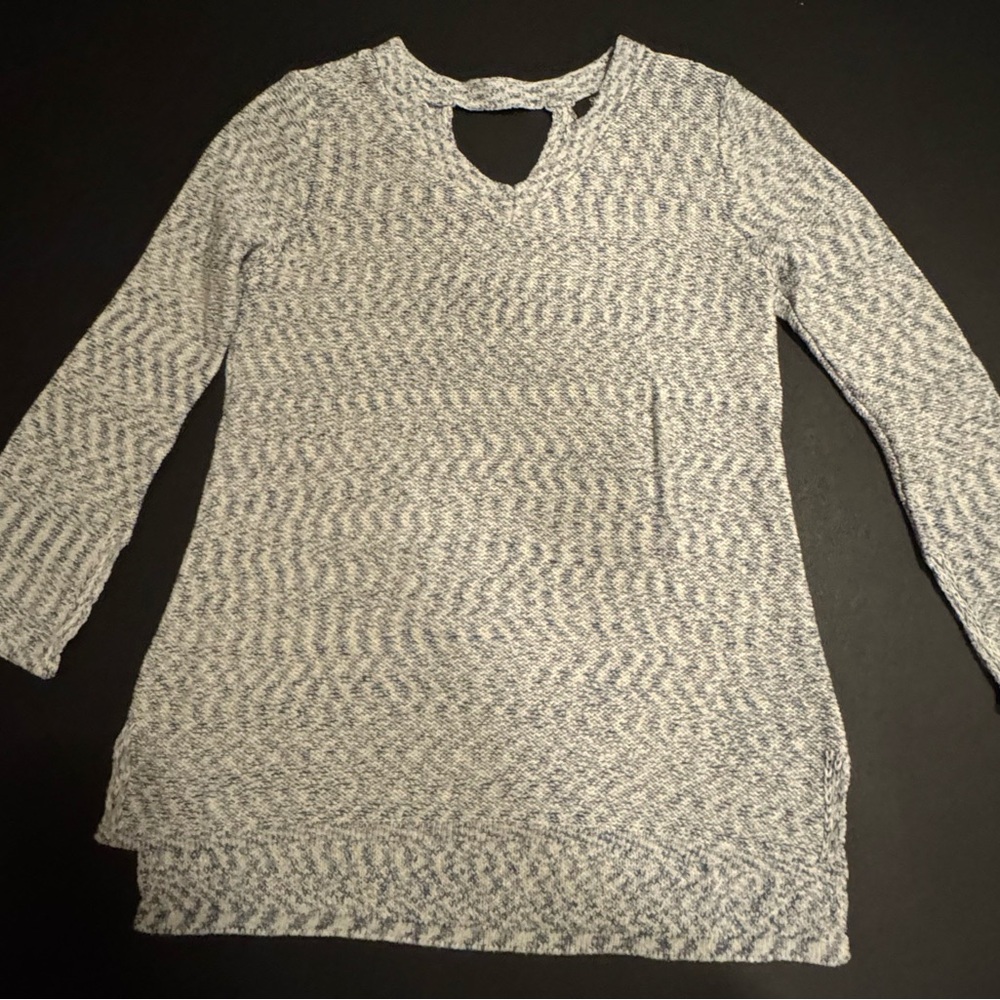 Style & Co. Heathered Blue & White Knit Sweater with Keyhole Back